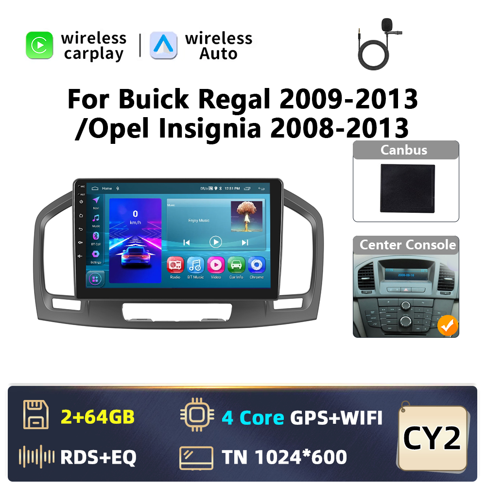 Radio Nawigacja PODOFO Android Opel Insignia (2008-2013) / Buick Regal | CarPlay | GPS | 2/64GB